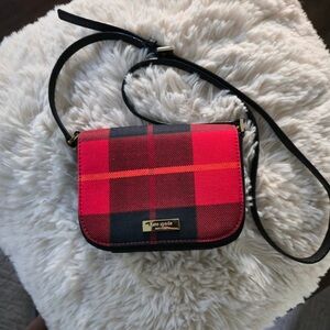Kate Spade Red and Black Checkered Crossbody Bag